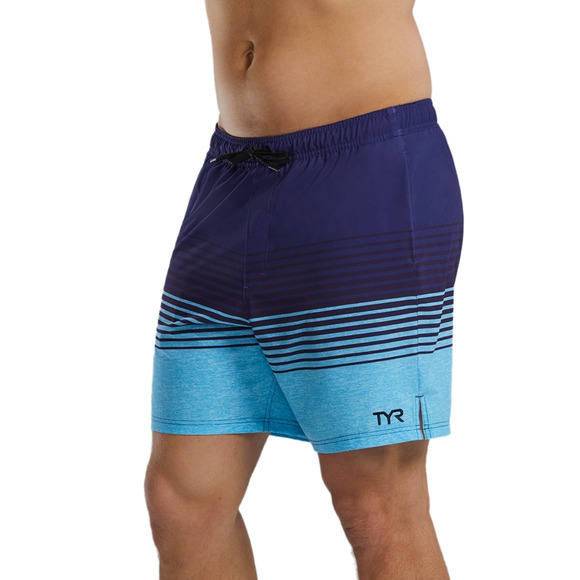 TYR Men Skua Color Block Performance 7" Volley Shorts Blue/Black Size L - Picture 1 of 5